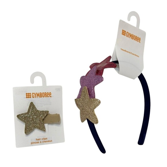 GYMBOREE‎ Toddler Girl’s Stars Headband & Hair Clip 2 Pc Set Bundle Navy Blue - Picture 1 of 4